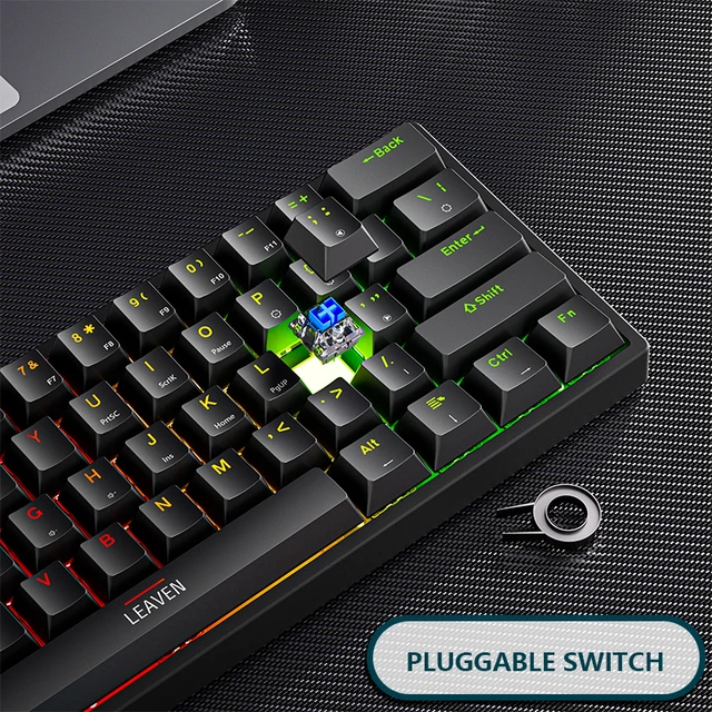 K620 Mini Gaming Mechanical Keyboard 61 Keys RGB Hotswap Type-C Wired Gaming Keyboard PBT Keycaps 60% Ergonomics Keyboards 4