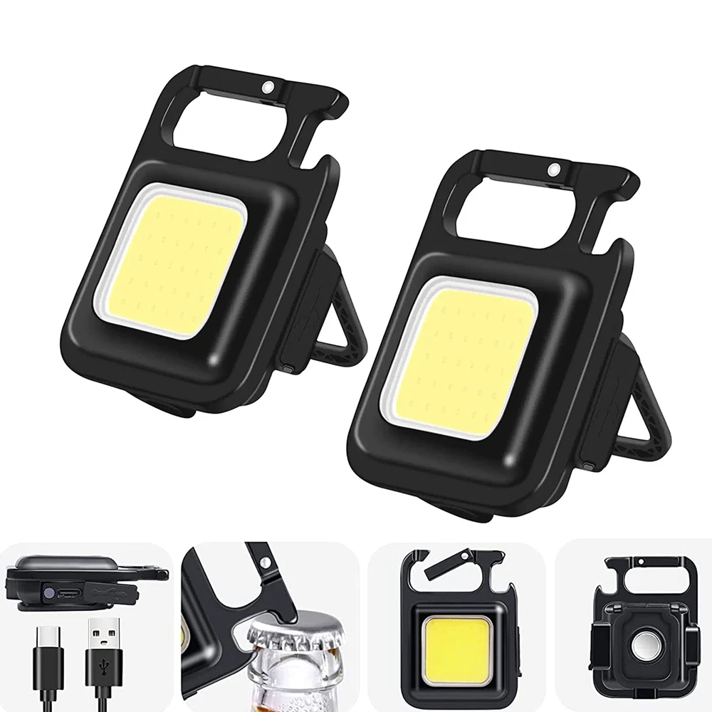 Многофункциональный Миниатюрный светодиодный светильник с брелоком для ремонта автомобиля, рабочий светильник, USB-зарядка, наружный светильник для кемпинга, походов, COB