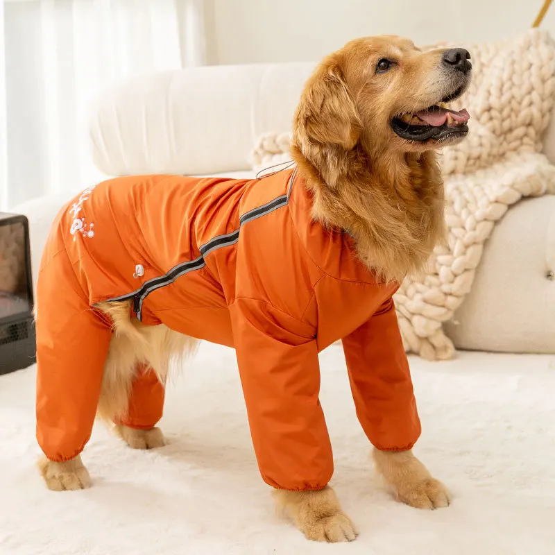 

Dog Jacket Windproof Solid Jumpsuit Pet Clothes for Medium Large Dogs Reflective Dog Coat Winter Warm Four-legged Pet Supplies