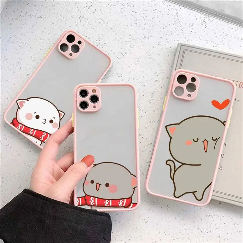 

peach cat cute cartoon Phone Case matte transparent For iphone 14 11 12 13 plus mini x xs xr pro max cover