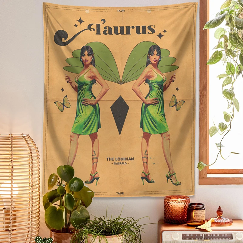 12 созвездий Таро гобелен ретро современный женский настенный висячий