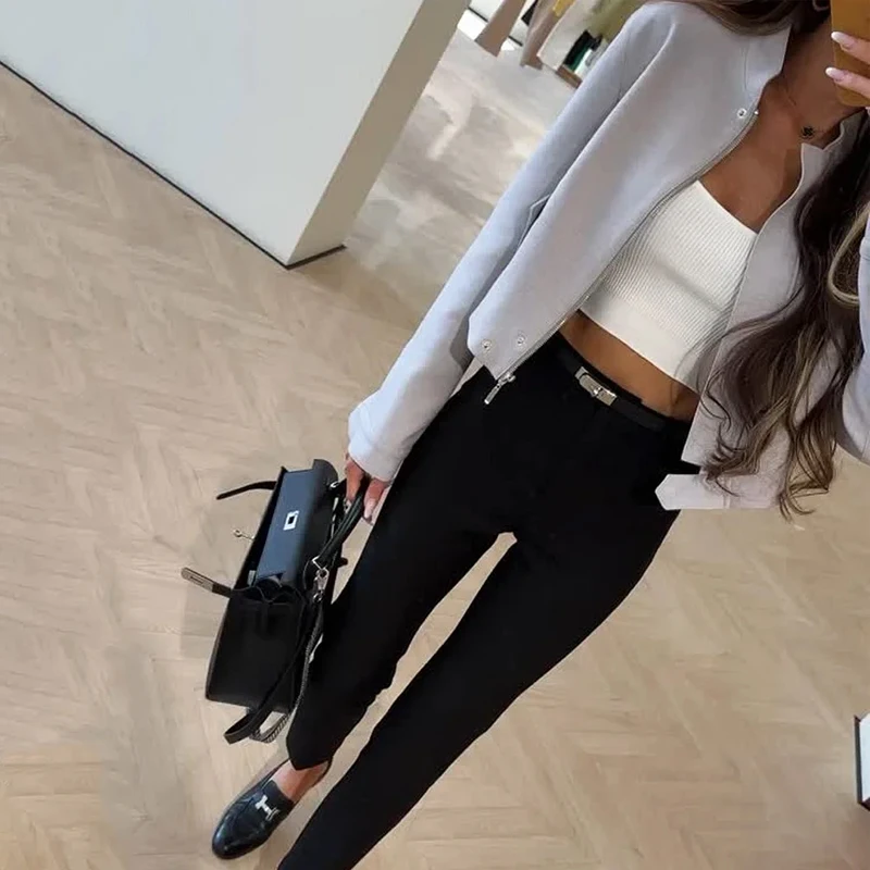 Waytobele Осенний комплект из 2 предметов женский повседневный простой с лацканами и