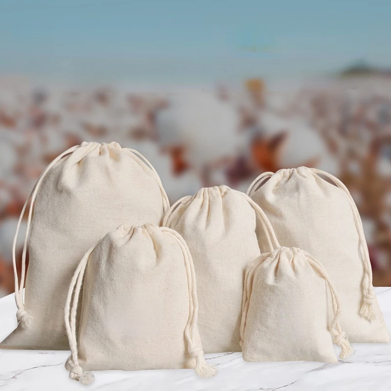 

Beige Cotton Linen Drawstring Bags Multiple Sizes Coin Money Card Holder Gift Jewellery Bags Cosmetic Travel Washing Storage Bag