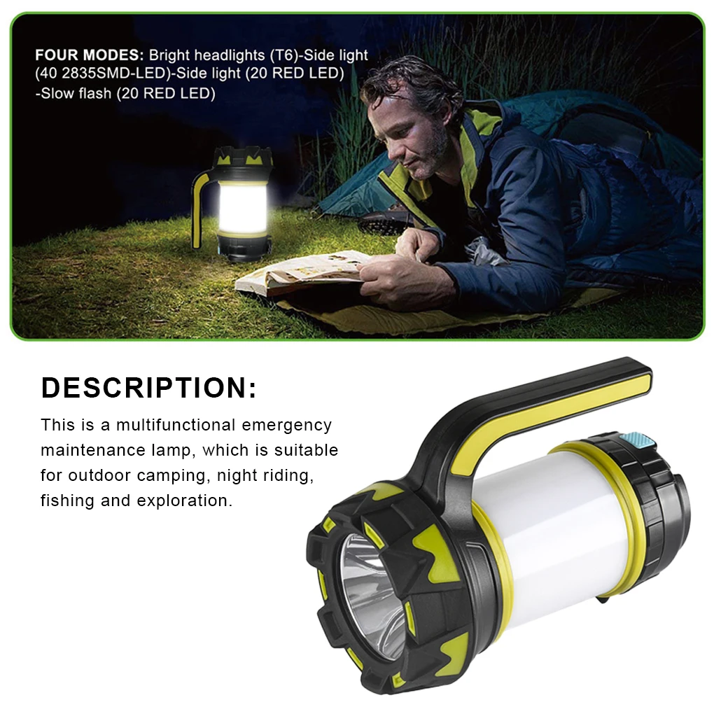 

Flashlight Powerful Brightness 6 Modes Torch USB Rechargeable Camping Lantern Lighting Tool Outdoor Backpacking Emergency