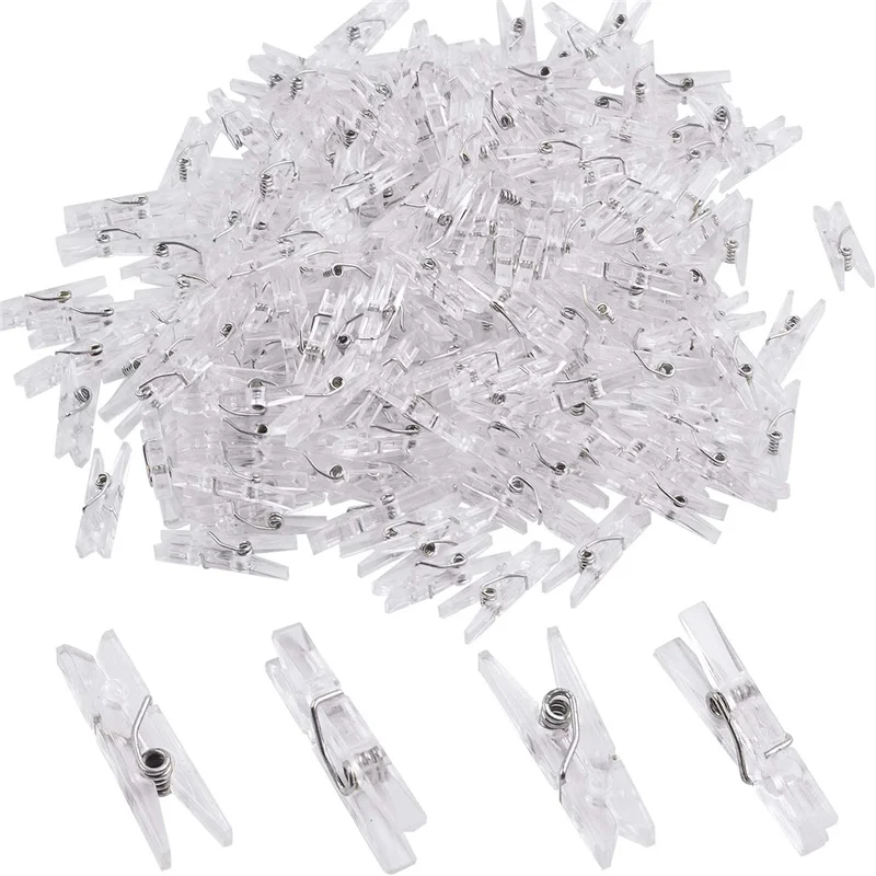 

100PCS Mini Photo Clip Transparent Spring Hanging Plastic Hanging Clip Towel Photo Clip Clothes Clip DIY Photo Wall Home Decor