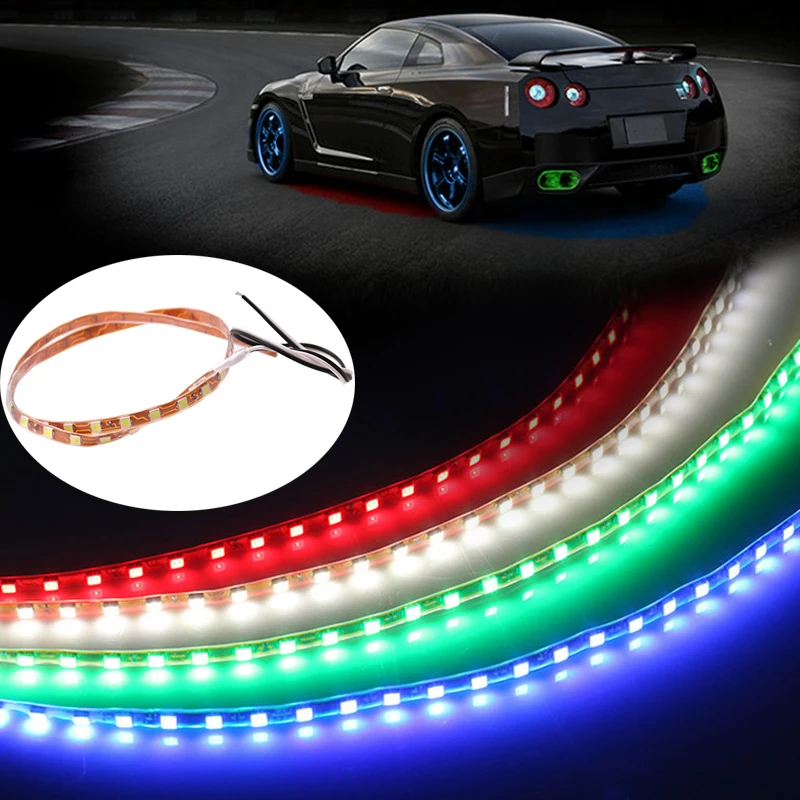 

2PCS 45CM LED Strip Lights Soft Auto Atmosphere Lamp 1210 45SMD Decorative Lamp Red Ice Blue Yellow Waterproof Car Accessories
