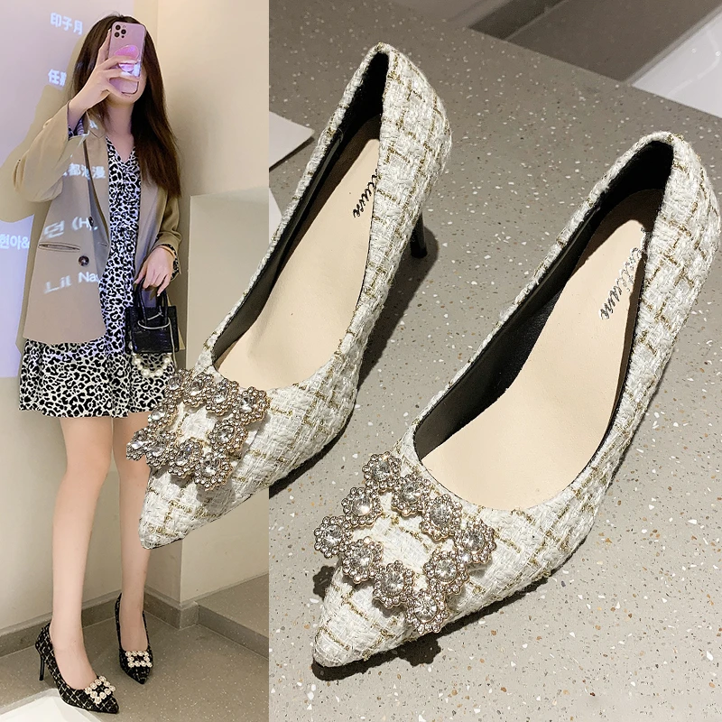 

2022 New Fall Knit Wire Legance Refinement Beige Stiletto Ladies Heels Women's Pumps Platform Shoes Fashion Shoes Bling