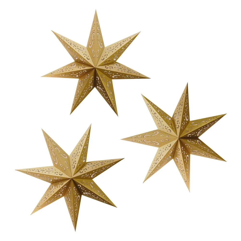 Hanging Lantern - Set of 3 (Gold Star)