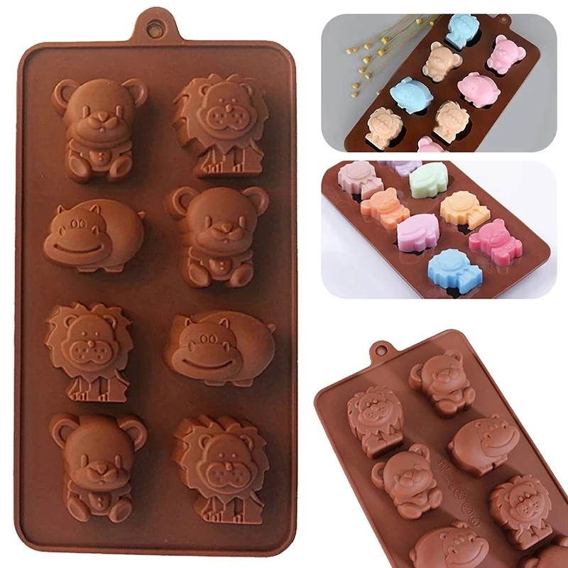 

1PCS Animal Silicone Mold Hippo Lion Bear Shape Chocolate Soap Cake Decorating DIY Kitchenware Bakeware Ice Mold Baking Tools