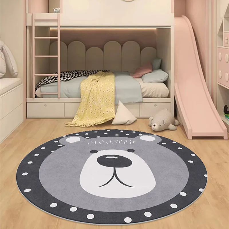 

Cartoon Bear Print Children Carpet Kawaii Kids Play Area Rugs Round Carpets For Home Living Room Bedroom Floor Mat Anti-Slip Mat