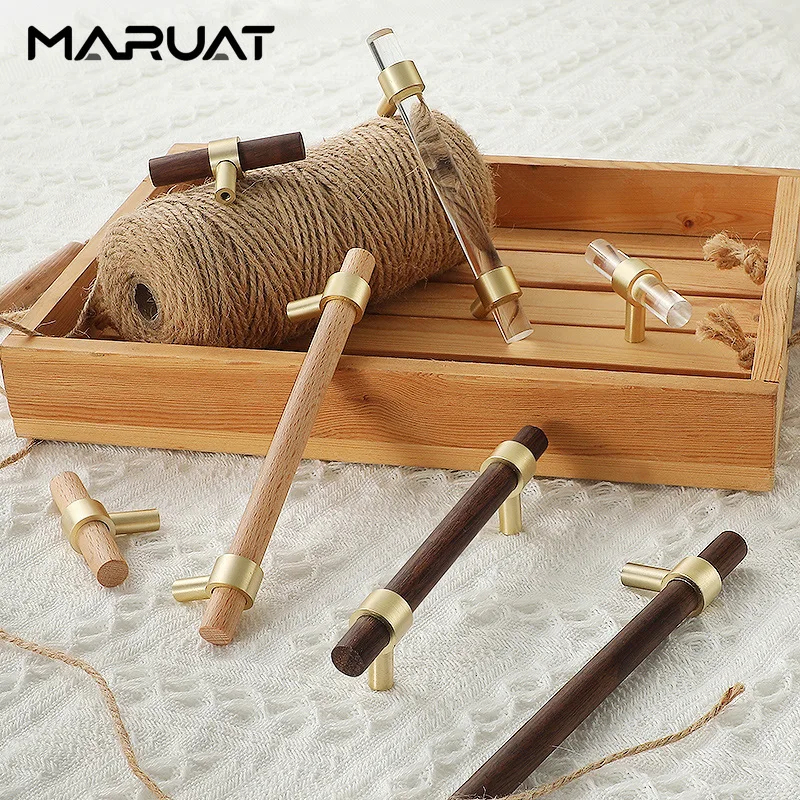 Деревянные ручки для мебели из цинкового сплава кухонного шкафа ручка ящиков