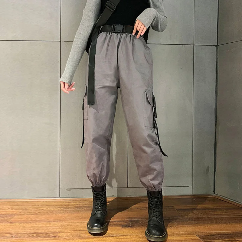 New Fashion Cargo Pants Women Hip Hop Pants Buckles Waist Trousers Female Harajuku Street Style Daily Summer Casual Clothing