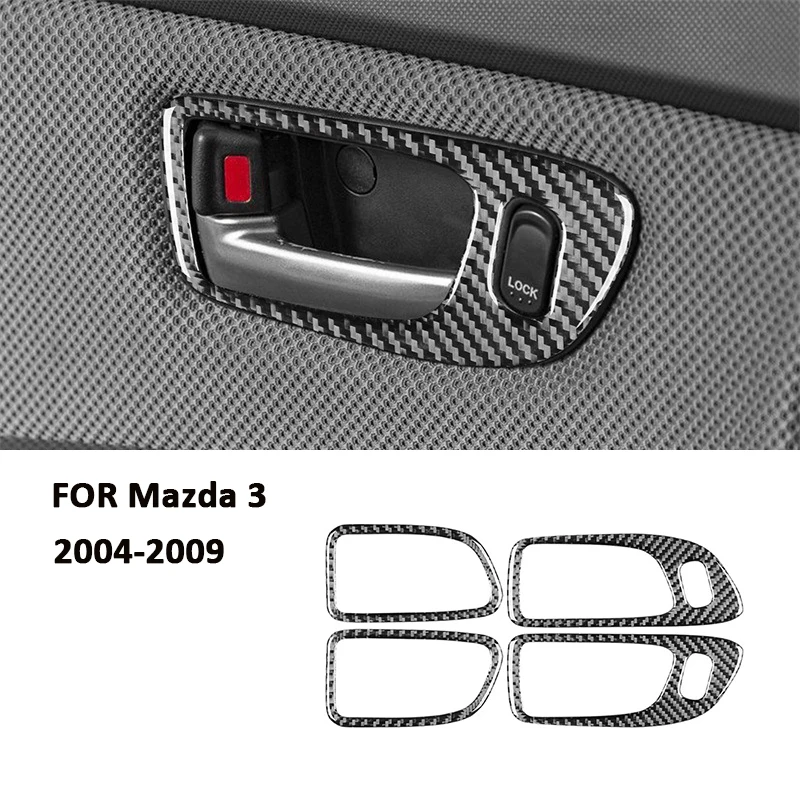 

Углеродное волокно, внутренняя дверь автомобиля, ручка, панель, кольцо, чаша, отделка рамки, декоративная наклейка для Mazda 3 2004-2009, автоаксессуары