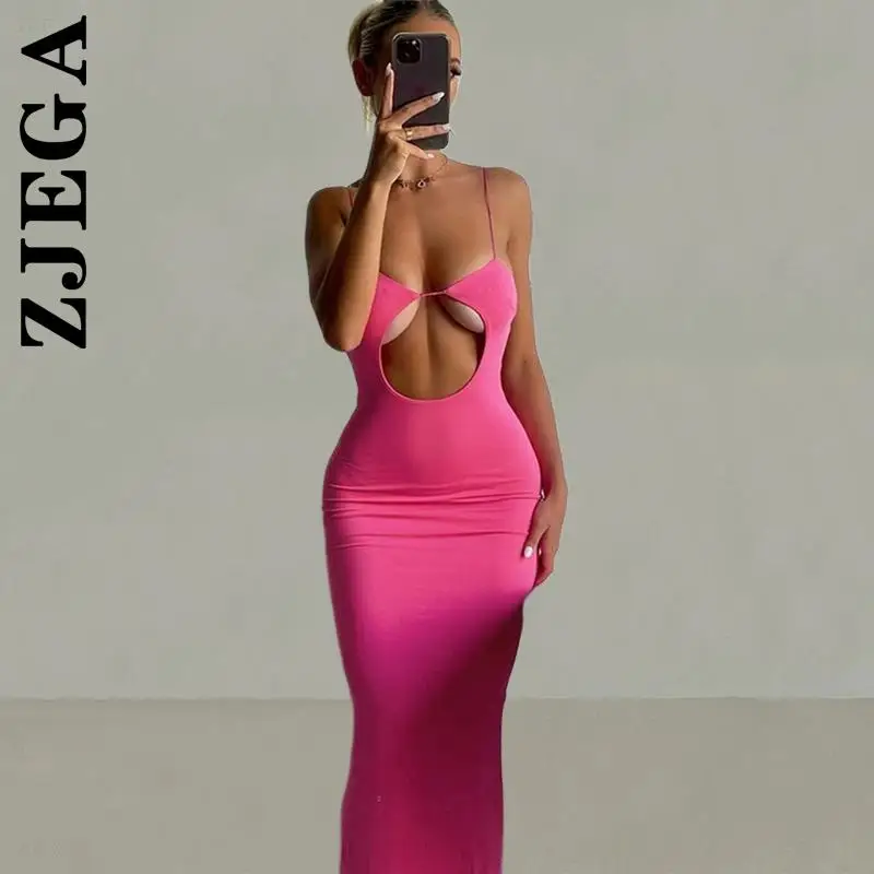 

Zjega Women Dress New Holiday Long Dress Backless Spaghetti Strap Korean Streetwear Cheap Club Female Women Clothing Vestidos