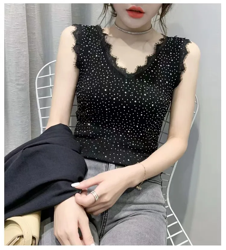 

2022 Summer New Fashion Sexy Women's Clothing Trend Versatile Sexy Slim Fit Suspender Top Street Shot Foreign Style Mesh Vest