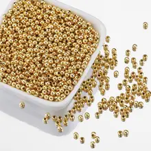 18K Gold Plated 2mm-6mm Round Spacer Beads For Bracelet Making,Brass Beads For Jewelry Making,DIY Necklace Accessories