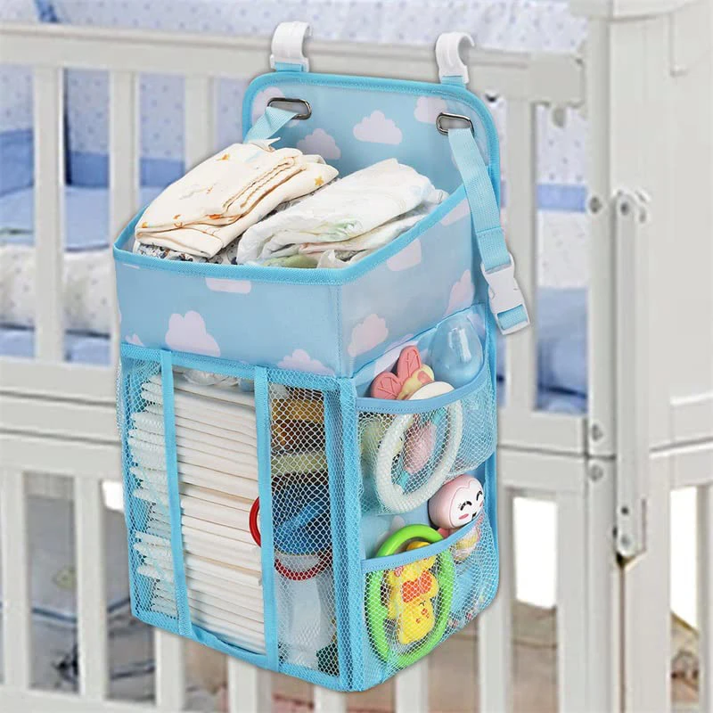 

Baby Crib Organizer Bed Hanging Storage Bag Foldable Nursing Stacker Caddy Bag Kids Essentials Bedding Set Cot Diaper Organizer