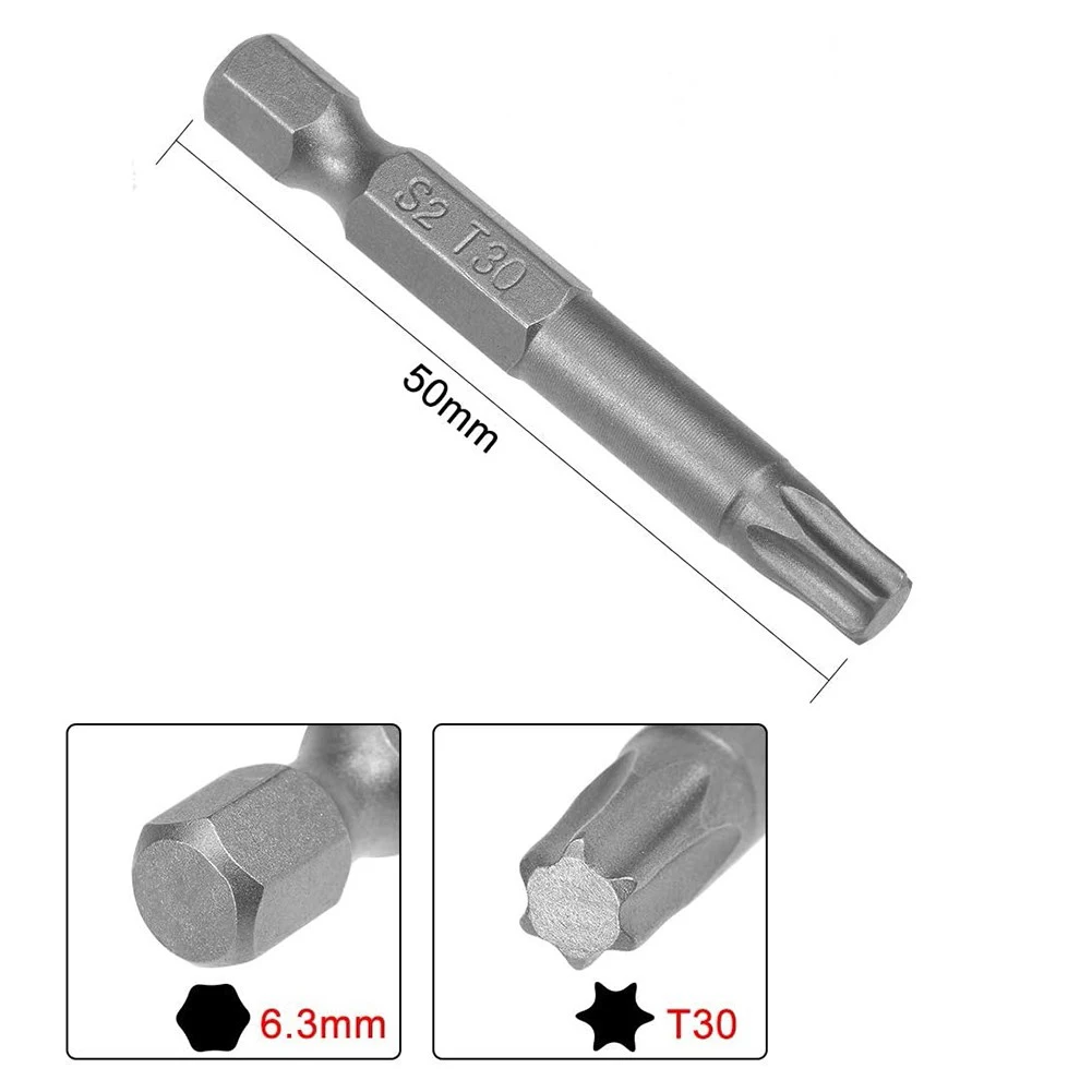 

​10pcs 50mm Long T30 Screwdriver Bit Magnetic Torx Screwdriver Bits 1/4 Hex Shank Head Screw Driver Drilling Bit Hand Tools