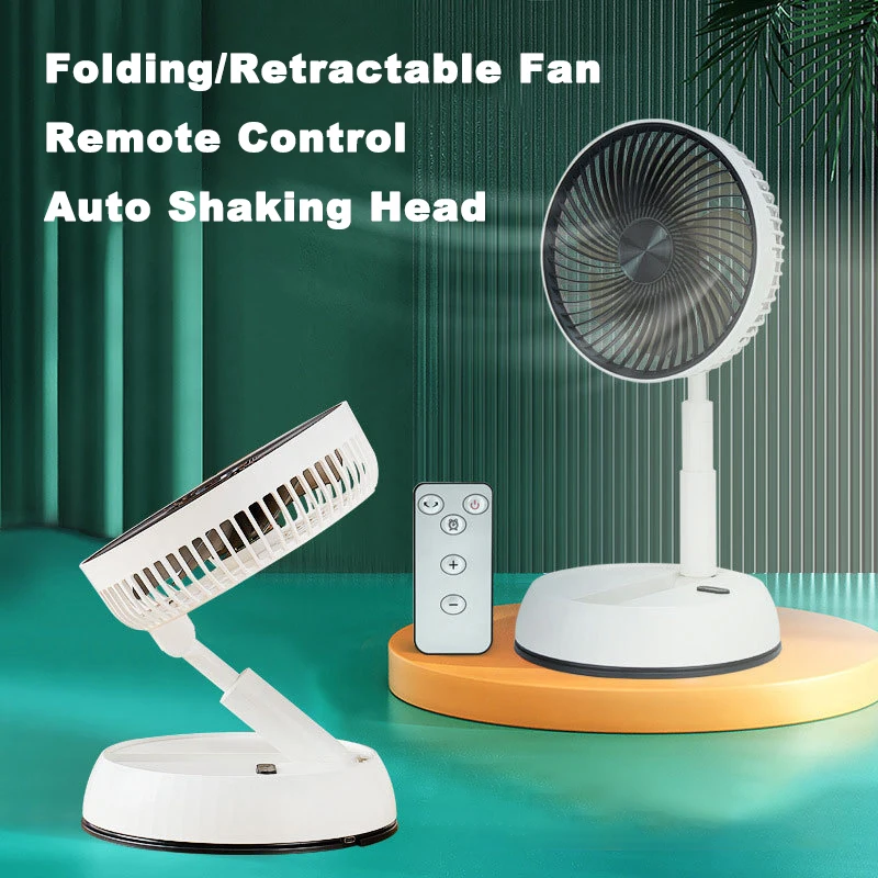 

Foldable Retractable Desktop Fan 6000mAh USB Rechargeable Portable Remote Control Table Fan Mute 3 Gears Height Adjustable Fans