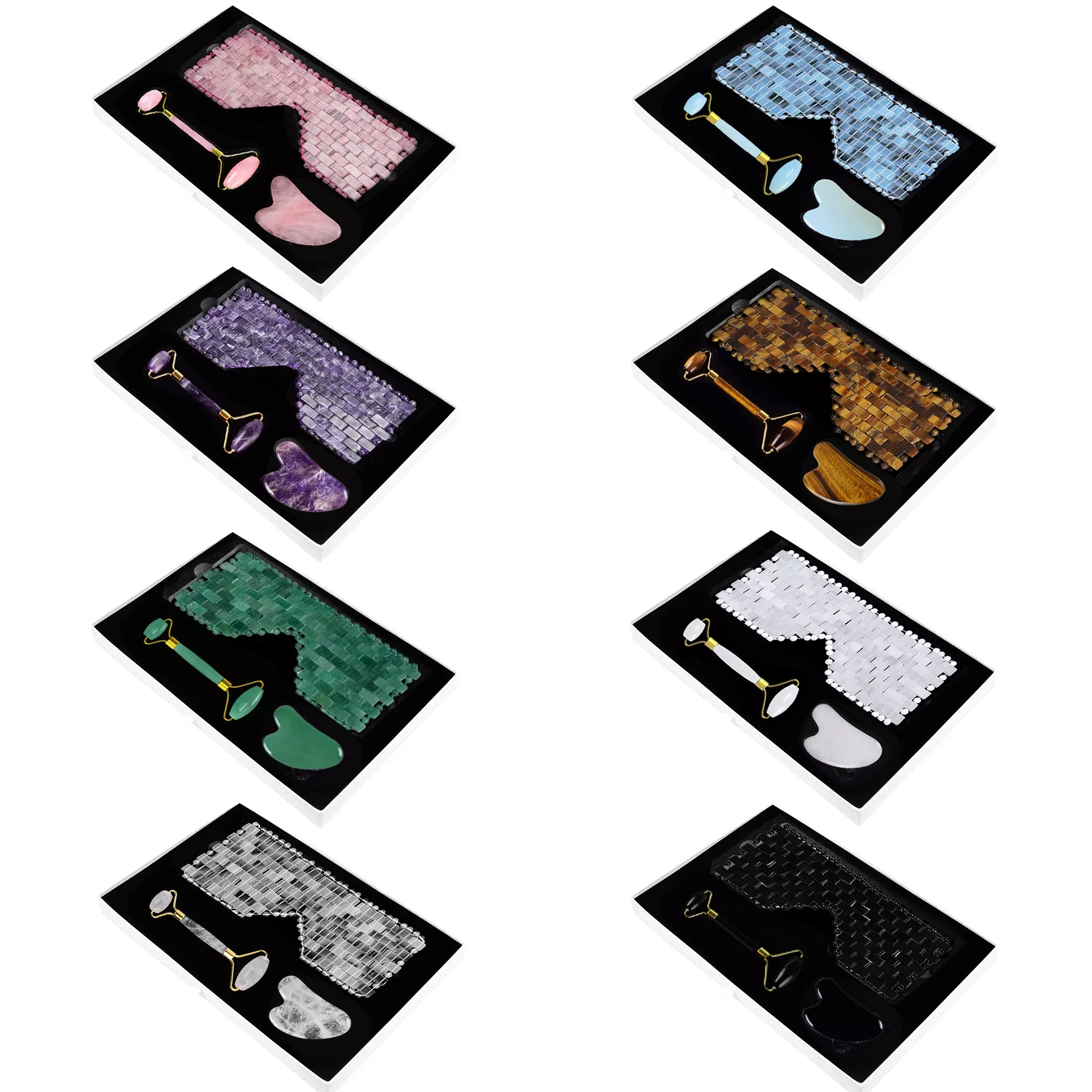 

NEW2022 Stone Eye Mask Face Roller Massager Natural Gua Sha Scraper Set for Facial Lifting Eye Relax Cold Therapy Skin Care Tool