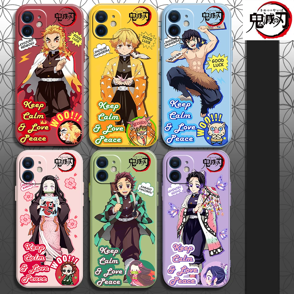 

Demon Slayer Phone Case For iPhone 11 12 13 11Pro 6 7 8 12mini XR XS 12Pro MAX SE 2020 13 Pro Color shell Cartoon Soft TPU Funda