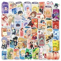 50pcs cartoon sparkling water drink anime stickers for laptop sketchbook sticker aesthetic craft supplies scrapbooking material