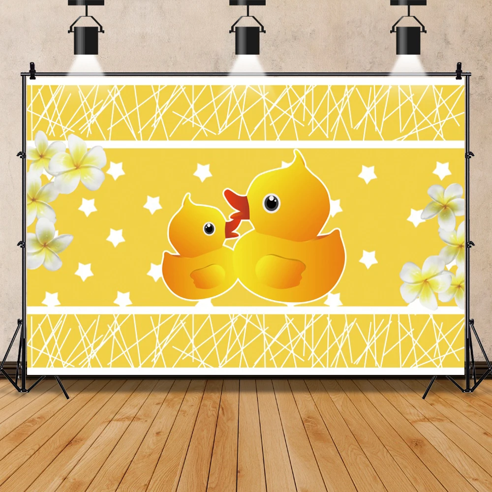 Laeacco Little Yellow Duck Child Birthday Theme Backdrop Bubbles Bath Baby Shower Newborn Party Decor Photographic Backgrounds images - 6