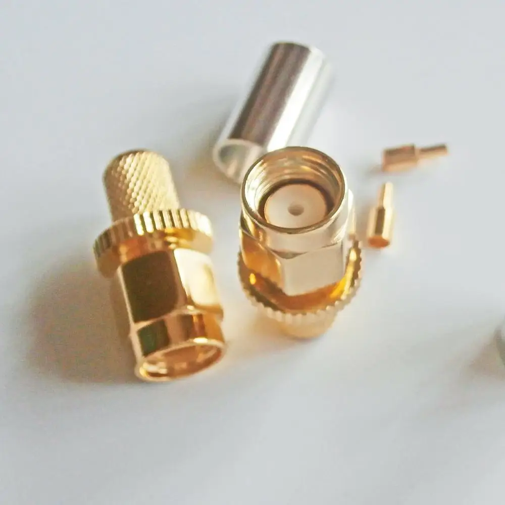 

1X Pcs RPSMA RP-SMA RP SMA Male Crimp for RG8X RG-8X RG59 LMR240 Cable Plug Gold Plated Coaxial RF Connector Adapters