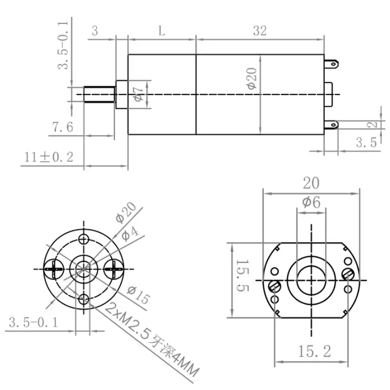 JGA20-180 Угольная щетка с длительным сроком службы Micro DC 6 В/12 В/24 В Мотор-редуктор