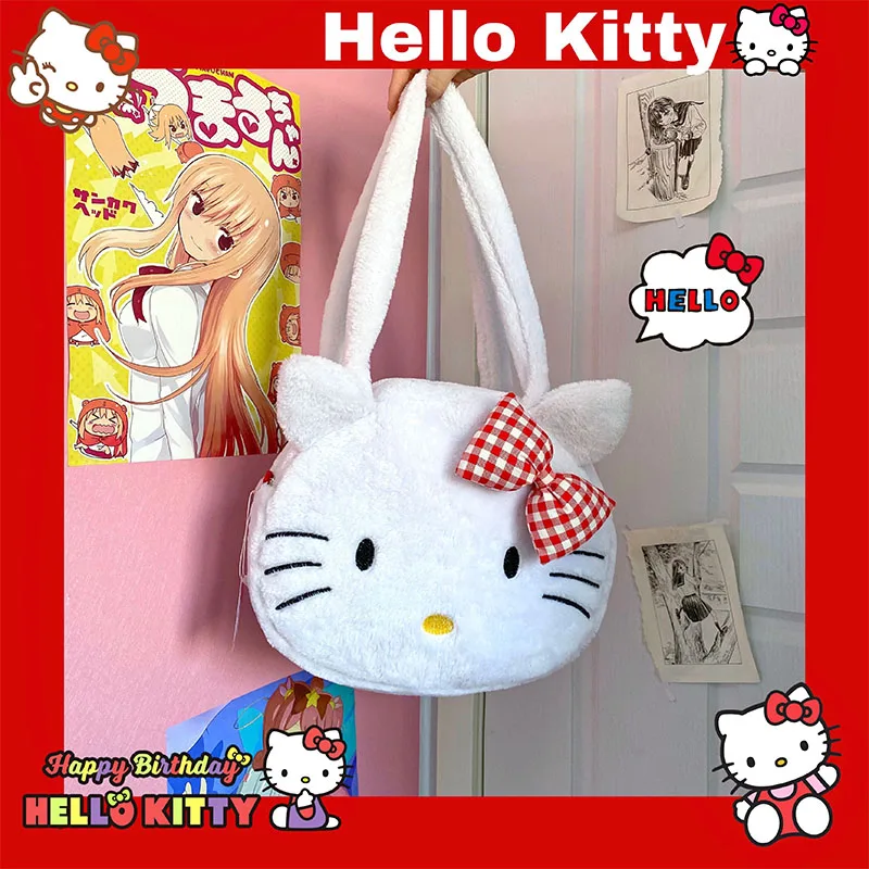 

Мультяшная серия Kittys Sanrioed сумка через плечо плюшевая сумка модная трендовая для отдыха милость Минималистичная атмосфера подарок для дево...