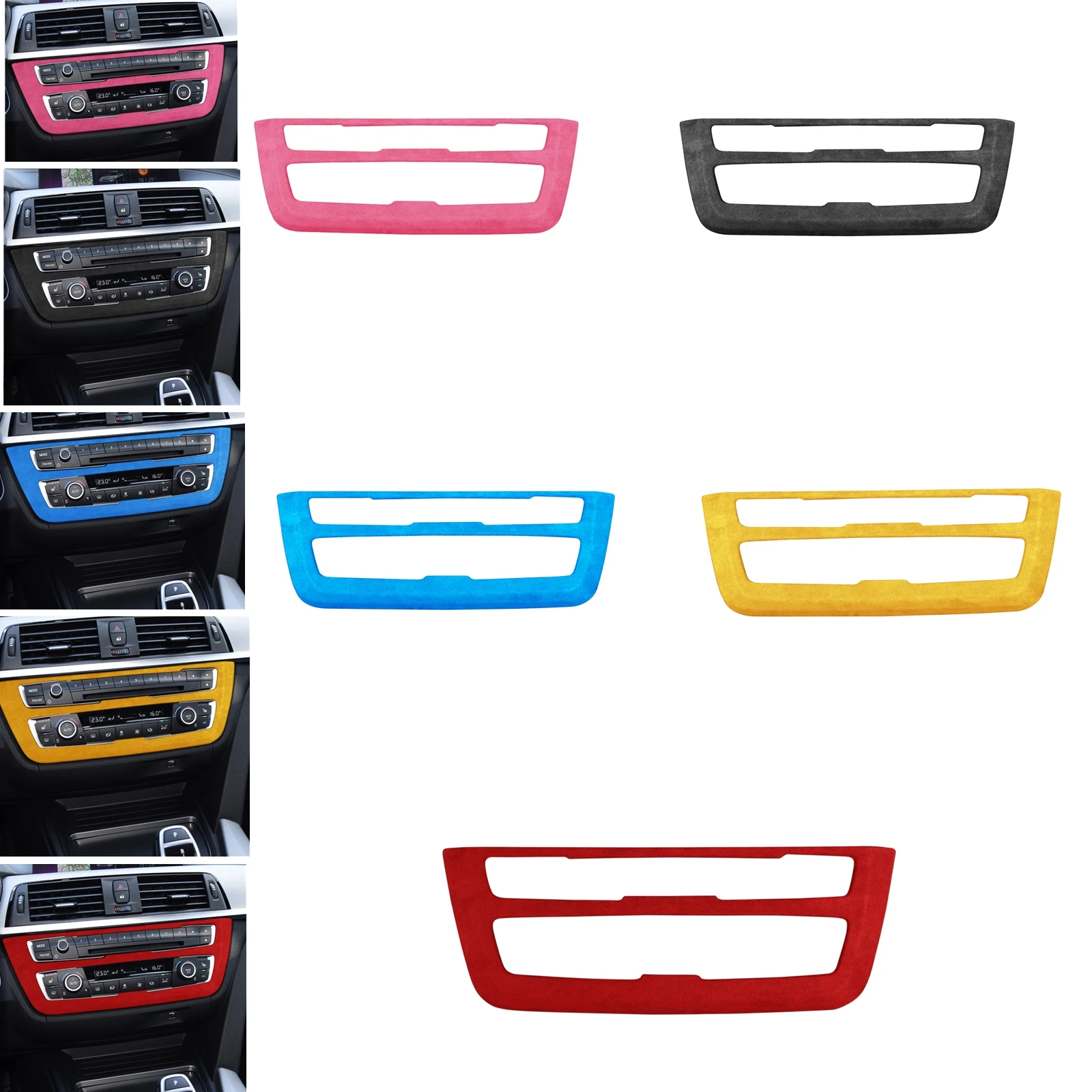 

Interior CD A/C Air Panel Center Console Cover Trim Sticker Strip For BMW 3 5 3GT Series F30 F34 2013-2016 Suede Leather LHD Car