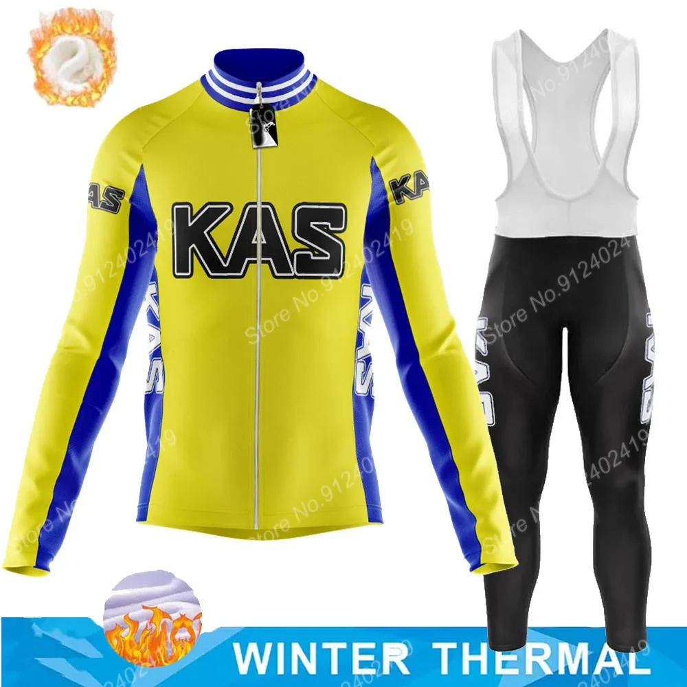 

Костюм KAS Team 2022, велосипедный комплект из Джерси, Мужская зимняя одежда для велоспорта, брюки с длинным рукавом для горных велосипедов и шосс...