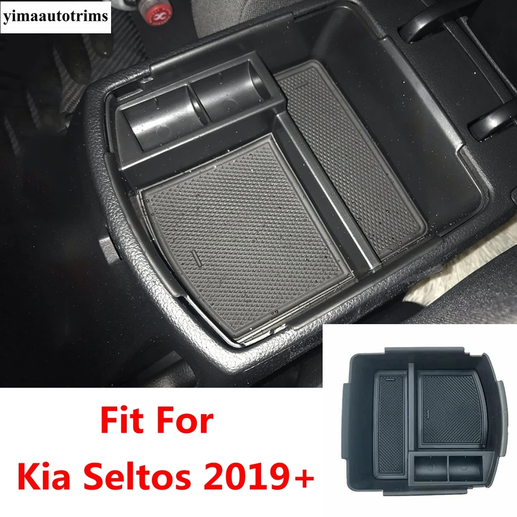 

For Kia Seltos 2019 - 2022 Central Control Armrest Storage Box Pallet Container Phone Holder Tray Plastic Accessories Interior