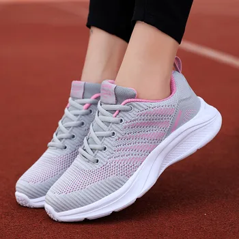 Comfortable Breathable Antislip Women Sneakers Concise Lace Up Casual Shoes Fashion Outdoor Sports Runing Mesh Lady Shoes 1