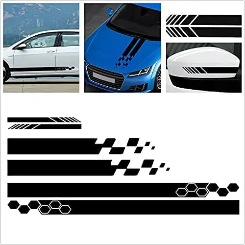 

ViStream 5 Pieces Universal Long Graphics 5pcs Black Vinyl Sticker Waterproof Universal Fit for Car Side Body Rear Mirror Graphi