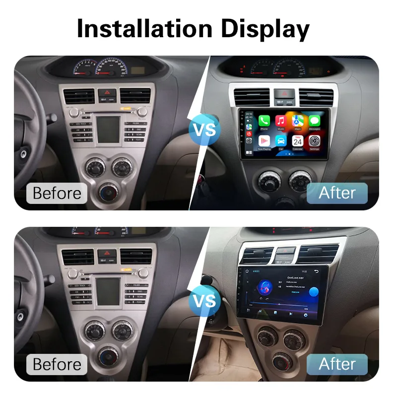 $94.00 9 Inch 2 Din Car Stereo Radio Multimedia Video Player For Toyota Vios Yaris 2007 2008-2012 Android Auto Carplay GPS Navigation
