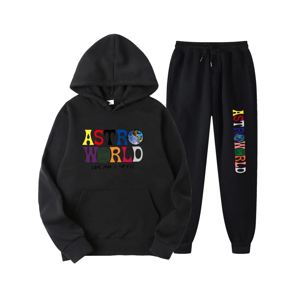 Hip Hop Rap Singer Hoodie Street Astroworld Hooded Sweatshirt Premium Printed Men's Women's All Cotton Harajuku Hoodie Set