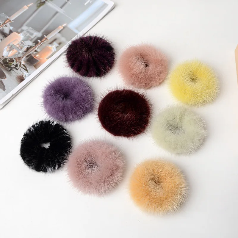 100% real Genuine mink Fur hair rope Women Accessory flurry headband hair ties holder elastic highgrade luxury fashion hair ring images - 6