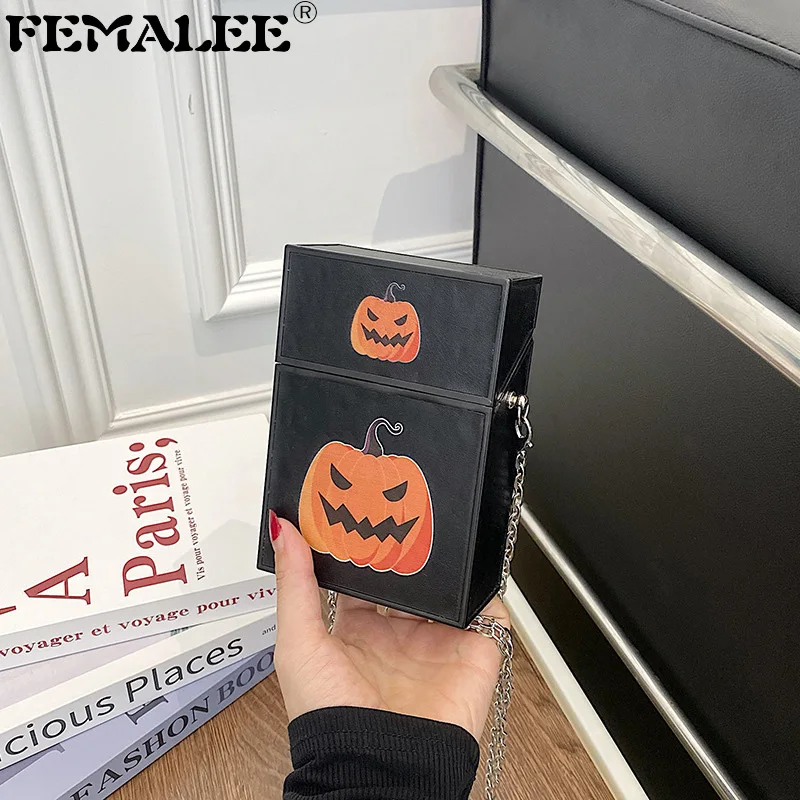 

Geek Funny Box Mini Handbag Halloween Cigarette Case Purse Woman's Lipstick Bag Ghost Chain Shoulder Crossbody Bags For Women