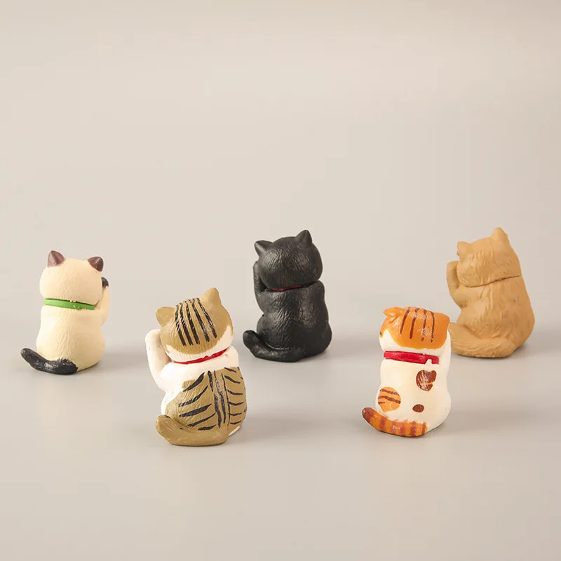 

5 Kinds Of Fortune Cat Hand-made Anime Peripheral Cartoon Kitten Gacha Doll Micro Landscape Ornaments