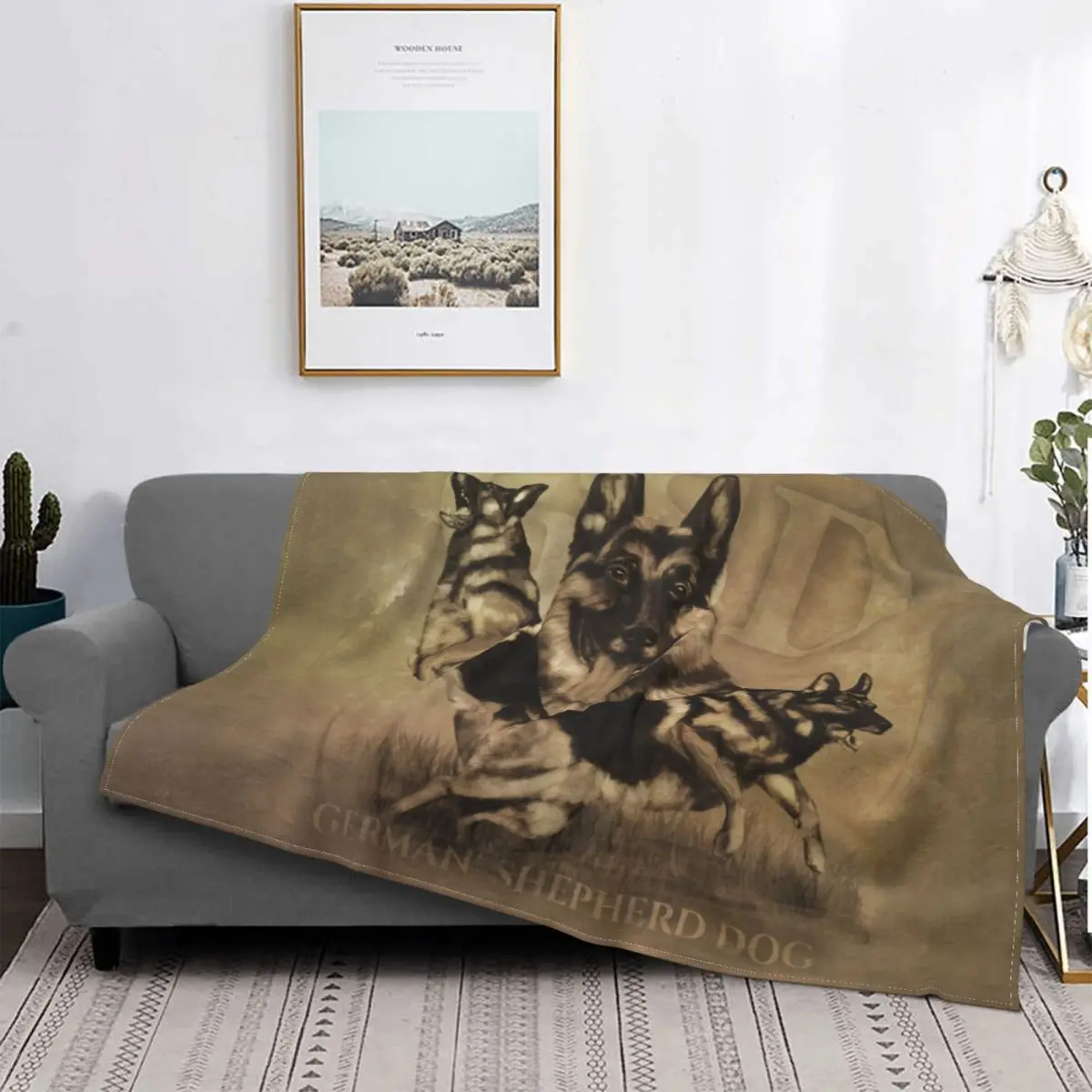 

Shepherd Dog Throw Blanket Warm Flannel GSD Animal Blankets for Bedroom Home Sofa Quilt Ultra-Soft Fleece German