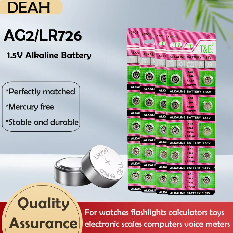 Щелочная батарея AG2 LR726 SR726 SR726SW 1 55 396A SG2 SR9 397 GP397 D396 196 в |