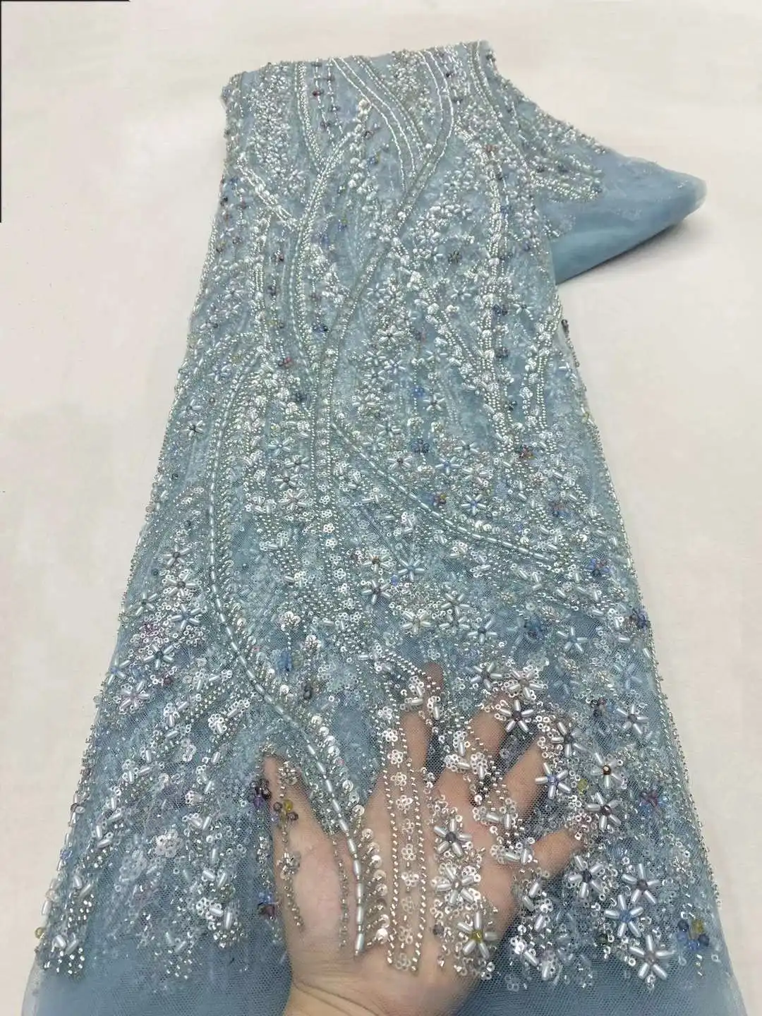 Африканские блестки кружевная ткань цветок вышивка бисер сетка кружево 2024 лидер