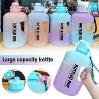 2l large capacity water bottle fitness jugs gradient color plastic cups outdoor frosted water bottle gym sports student cup