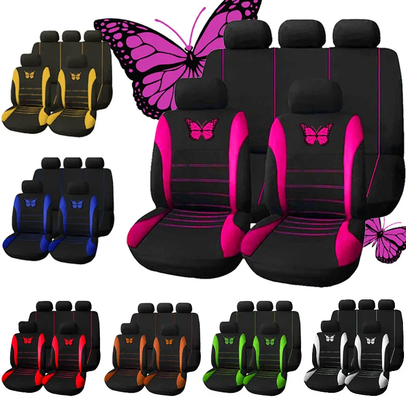 Butterfly Car Seat Covers Universal Auto Seat Protect Covers Car Interior Accessories Protector Car Seat Cover Sets for Women Butterfly Car Seat Covers Universal Auto Seat Protect Covers Car Interior Accessories Protector Car Seat Cover Sets for Women