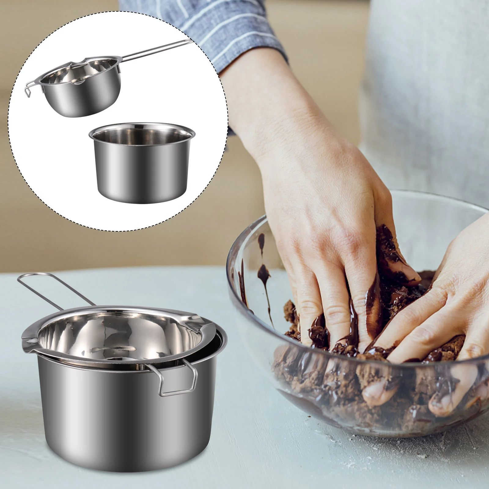 

Pot Melting Boiler Double Chocolate Wax Candy Making Stainless Steel Pan Cheese Butter Soap Warmer Pouring Melt Bowl Fondue Set