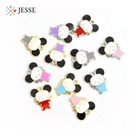 10pcs fashion enamel animal charms cute mouse pendant of necklace dropping oil alloy findings diy handmade keychain ring jewelry