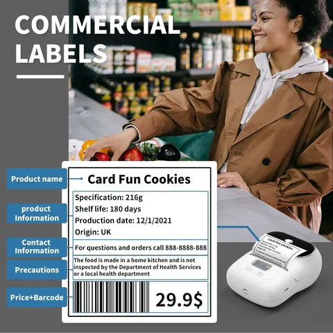 Портативный принтер для этикеток Phomemo M110 Mini Thermal Self-принтер клейких стикеров, карманная бирка для телефона, цена 50 мм, принтер для этикеток и стикеров