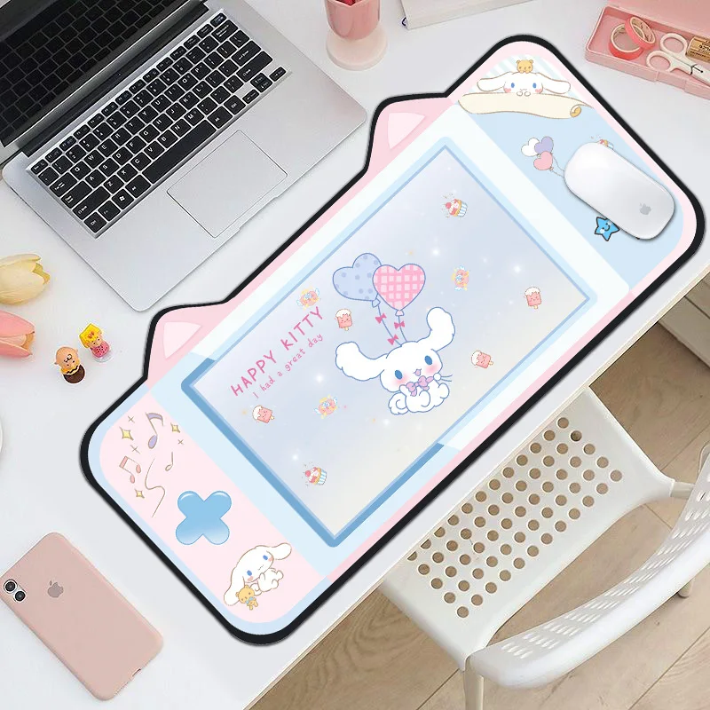 

CINNAMOROLLs Large Kawaii Gaming Mouse Pad Cute Cartoon Ears Pink Desk Mat Water Proof Nonslip Laptop Desk Gamer Accessories