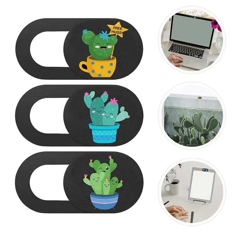 

3pcs Cartoon Cactus Camera Cover Slide Phone Webcam Slider Camera Cover